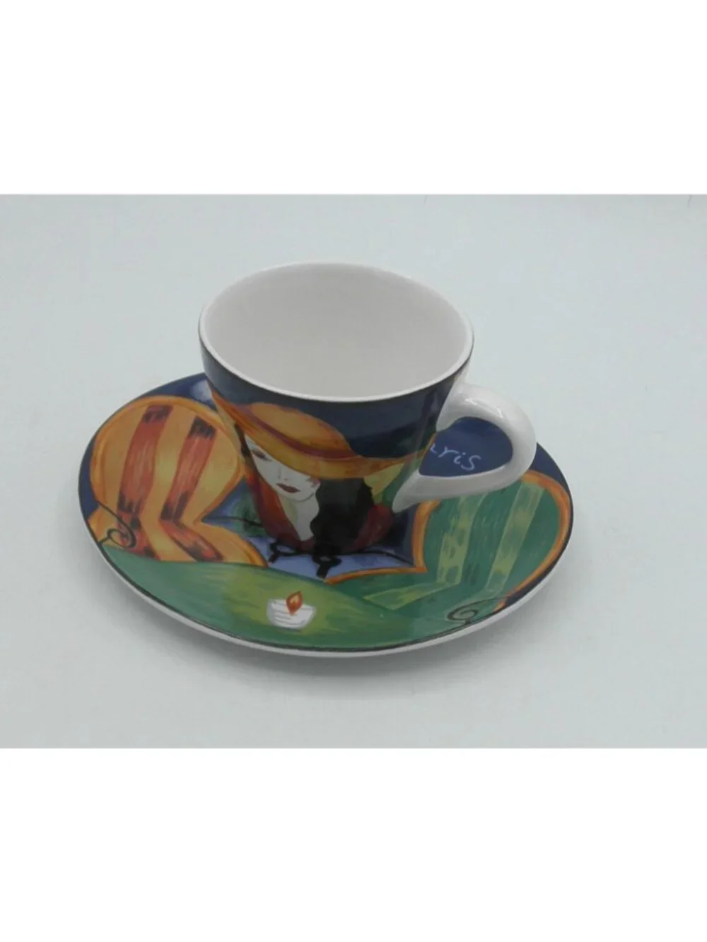 Cafe Paris by Sango Flat Cup & Saucer Set of 4 Pattern Code: SANCAPA